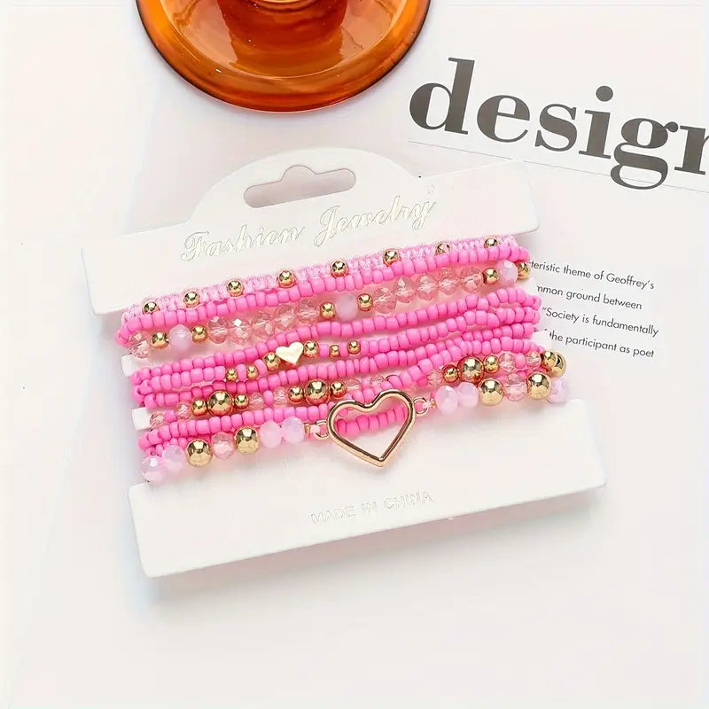 Zestaw Plecionych Bransoletek z Koralików | Razem przeciwko rakowi piersi