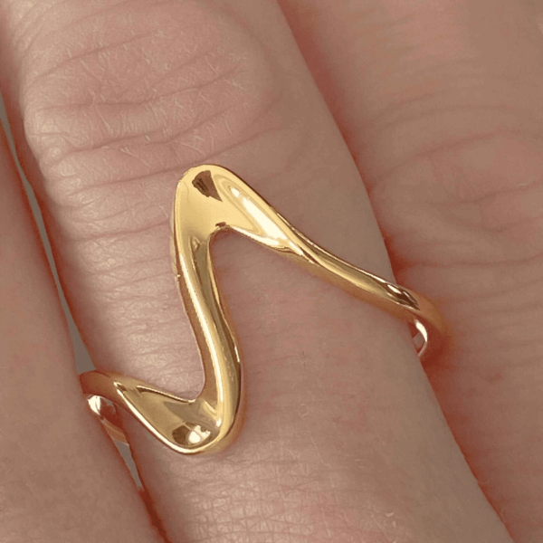 Pierścień z falą geometryczną | Razem przeciwko rakowi piersi