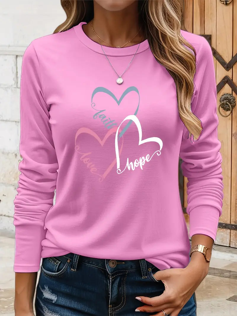 Koszula z długim rękawem Hopeful Hearts | Razem przeciwko rakowi piersi