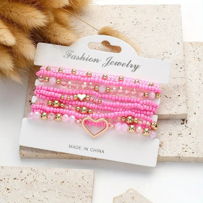 Zestaw Plecionych Bransoletek z Koralików | Razem przeciwko rakowi piersi